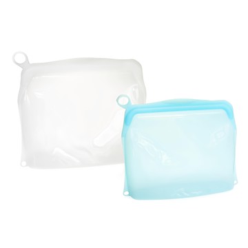 OUTSY 可密封果凍QQ矽膠食物夾鏈袋 食品級矽膠 安全無毒 經久耐用 可重複使用 環保好清洗 耐冰耐熱 輕量便攜  17.5 x 5.5 x 21.5cm + 22.5 x 6 x 23.5cm  2個  1組