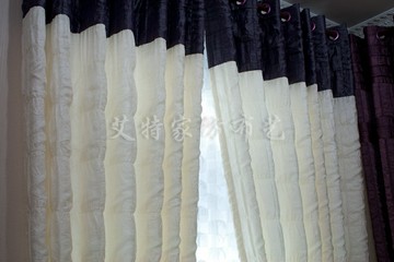 艾特 韓式大泡泡布拼接,羽毛紗簡約客廳臥室成品窗簾定制  A8518