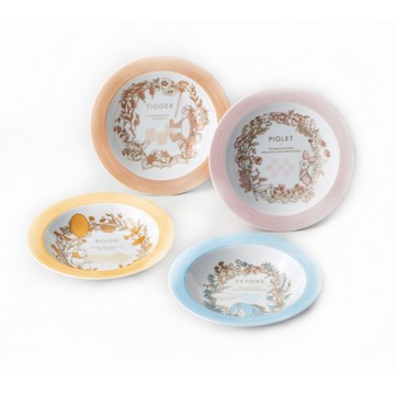 asdfkitty*日本製-迪士尼小熊維尼4入陶瓷盤組-深盤/湯盤/沙拉盤