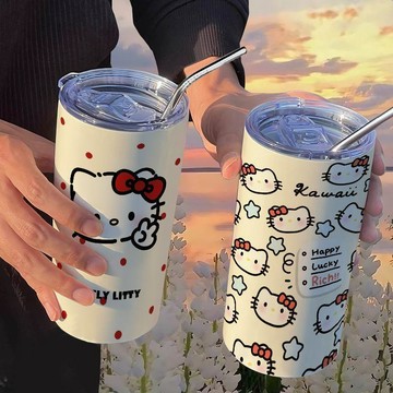 ✨元氣新品✨保溫杯帶吸管咖啡杯隨手杯便攜ins高顏值DVGN
