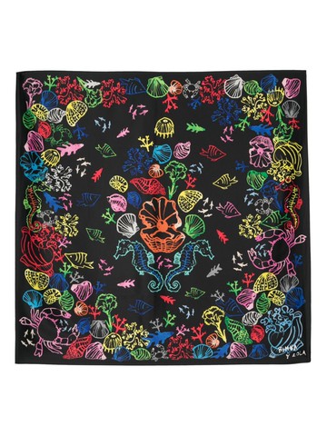 Bimba y Lola - sea life-print satin scarf - women - Polyester - One Size - Black