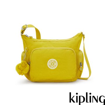 『牛角包』Kipling 檸檬黃輕巧多袋實用側背包-GABB S