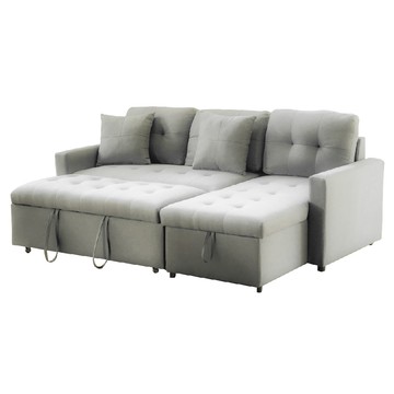 【RICHOME】法蘭L型沙發床貓抓皮灰