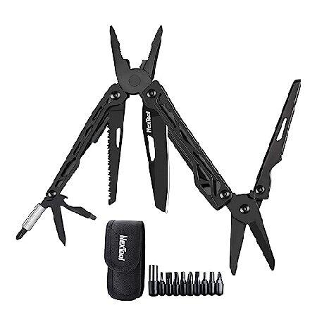 NexTool Black Knight Multitool Knife, 12 in Stainless Steel Multitool, Pocket Knife with Self-Locking, Huge Scissors, Screwdriver Bits, Bottle Ope