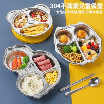 挪威森林 買一送一共2入304不鏽鋼兒童餐盤 不銹鋼分隔餐盤 (營養午餐盤 卡通餐盤 兒童餐具 不銹鋼餐具)