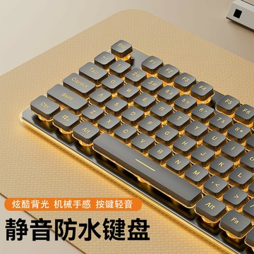 有線靜音鍵盤高顏值機械手感背光平板筆記本電腦打字女生辦公【北歐家居生活】