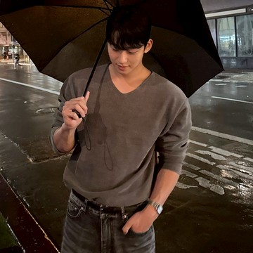 正韓日常簡約俐落V領羅紋針織上衣 4色 YUPPIE 預購商品 1014