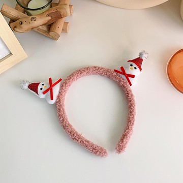聖誕節造型兒童髮箍-雪人-粉色