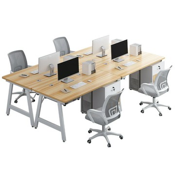 ??快速出貨?? 公司貨 實木辦公桌現代簡約職員辦公桌椅組合帶邊柜一體員工工位電腦桌