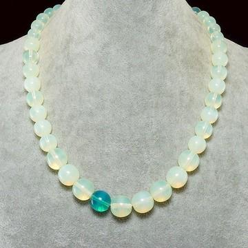 淡萊姆檸檬黃藍綠松石捷克玻璃珠不對稱項鍊飾品