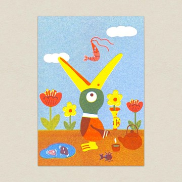 鴨子的''ㄚ''/共學明信片/注音符號/孔版印刷