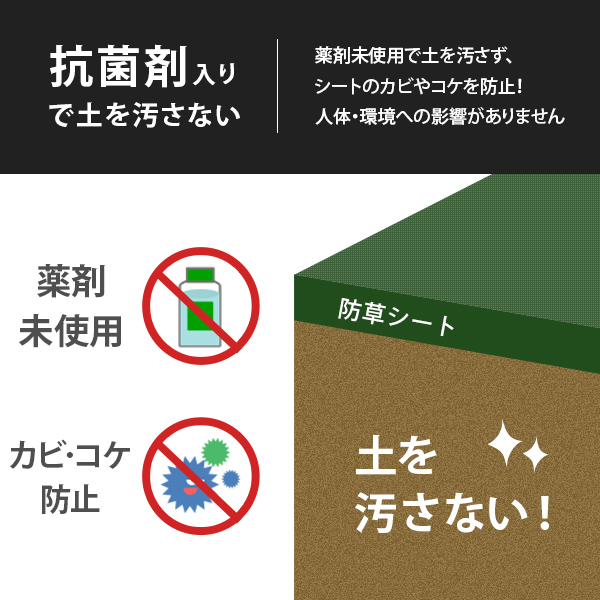 高密度135G 防草シート 1m×10m モスグリーン (抗菌剤＋UV剤入り／厚手・高耐久4-6年) [緑 雑草防止 雑草シート 除草シート]