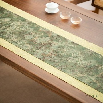 復古防水云紗茶席雙層中式禪意茶桌旗茶墊布輕奢茶臺茶幾布桌布