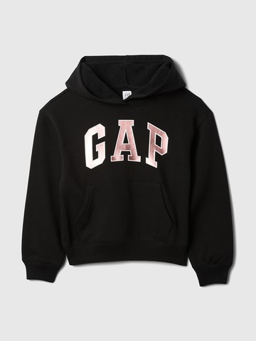 女童裝 Logo印花刷毛帽T-黑色