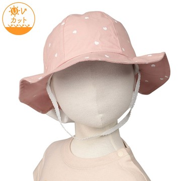 akachan honpo - 圓頂帽-愛心蝴蝶結遮陽布-粉紅色