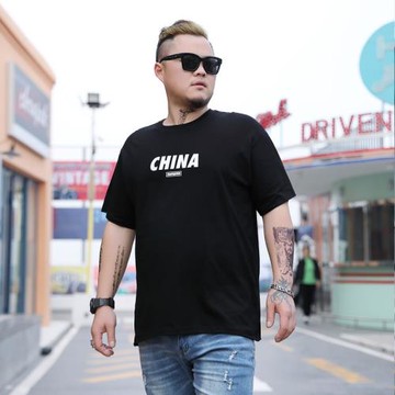 男士短袖t恤純棉寬松加肥加大半袖T恤夏季男裝大碼體恤潮流上衣服