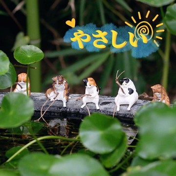 ✨在臺出貨✨魚缸釣魚貓懸掛創意造景擺件辦公室擺件釣魚好天氣迷你裝飾微景觀