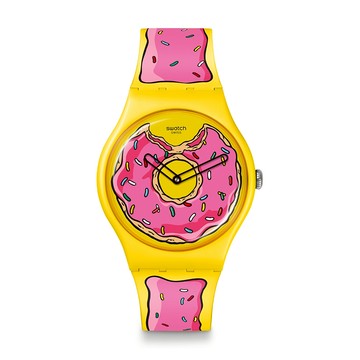Swatch SECONDS OF SWEETNESS 辛普森家庭/甜甜圈錶 SO29Z134(41mm)【官方旗艦店】