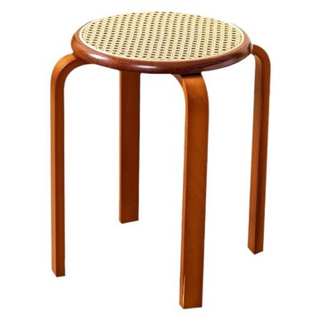 可疊放實木凳子藤編圓凳家用客廳餐桌凳加厚板凳矮凳舒適久坐餐凳[DD010109]