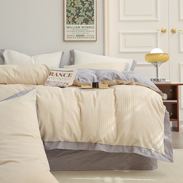 輕奢風高級感床上四件套四季通用水洗棉被套床單北歐風簡約床品4