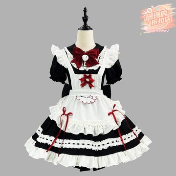 快速出貨【台灣現貨】新款 黑白可愛軟妹女僕lolita連衣裙女傭服軟妹咖啡廳二次元