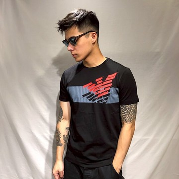 美國百分百【全新真品】Emporio Armani EA7 短袖 T恤 logo T-shirt 短T 黑色 BA19