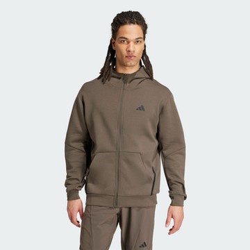 adidas 愛迪達 外套 男款 運動連帽外套 D4T FULL-ZIP HO 咖啡 IY1133 (S2796)