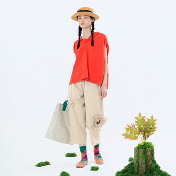 噬憂花造型感鬆緊錐形褲