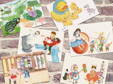 香港玩具 X 童話    一套六款水彩插畫明信片
