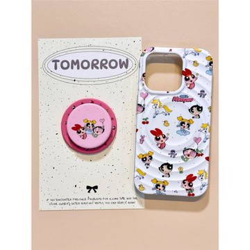 可愛飛天小女警蘋果16promax波漾iphone15/14/13磁吸支架手機硬殼 · 波漾磁吸白底飛天小女警】 蘋果16