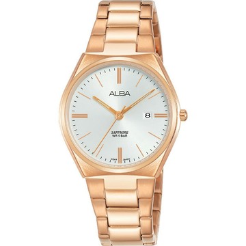 ALBA 雅柏 VJ22-X301K(AH7T36X1) 玫瑰金簡約風格時尚女錶/ 銀白面 30mm｜樂天領券現折★全館特惠中★指定刷卡回饋10%