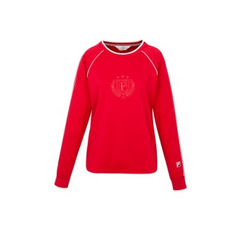 FILA官方直營 女吸濕排汗長袖圓領T恤-紅色 5TEZ-5713-RD