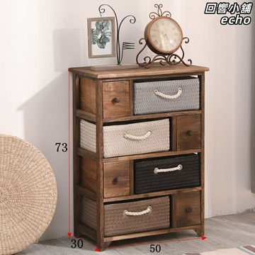 【藤編復古】實木床頭櫃 床邊櫃 儲物櫃 鬥櫃 置物櫃 臥室收納櫃 簡約設計 多抽屜儲物 田園風格 臥室客廳適用