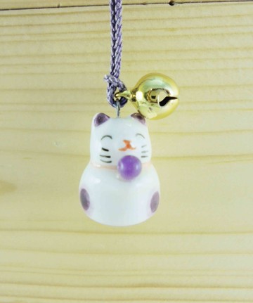 【震撼精品百貨】招財貓_招き猫~招財貓手機吊飾/繩-紫點