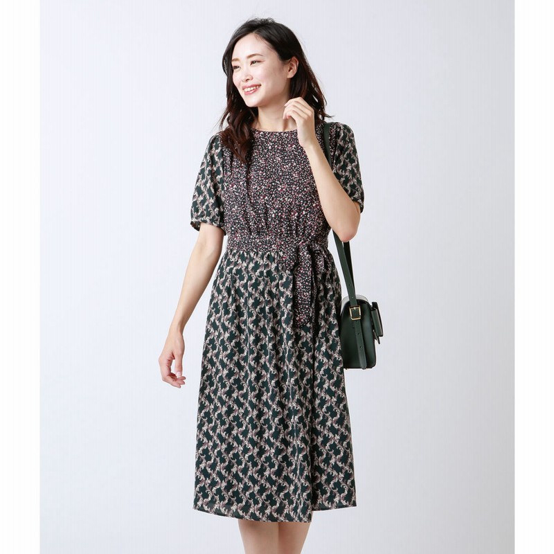 ニューヨーカー Newyorker リーフプリント5分袖ワンピース ダークグリーン 通販 Lineポイント最大1 0 Get Lineショッピング