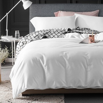 J-bedtime 床寢時光 台灣製 純色水洗棉被套床包枕套組  Queen Size  被套 + 床包 + 枕頭套 2個  白色