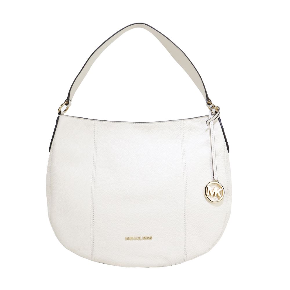 MICHAEL KORS BROOKE金字荔枝紋肩背馬鞍包-大/白 -廠商直送