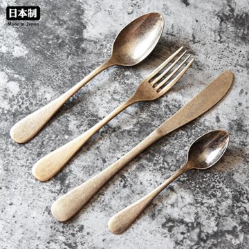 日本進口高桑金屬復古日式不銹鋼餐具飯勺餐叉黃油刀甜點心叉小勺