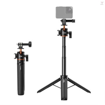 Toyutw)vrig TP-08S 升級運動相機自拍杆三腳架鋁合金 55cm/21.7in Max. 高度帶冷靴安裝