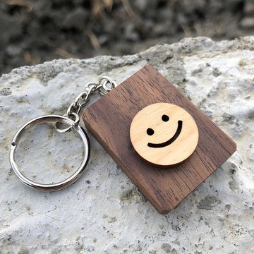 實木不二鑰匙圈 表情系 心花怒放 眼冒星星 微笑 笑哭了