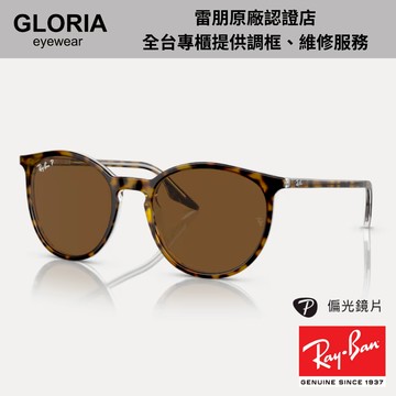 Ray Ban｜RB2204F-139357 圓形膠框偏光太陽眼鏡【葛洛麗雅眼鏡】