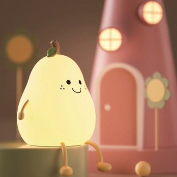現貨《居家用品K1C』七彩鴨梨矽膠小夜燈 ♥ 小夜燈 矽膠 造型小夜燈 造型床頭燈 桌燈 USB 觸摸式 按壓式 牛油果