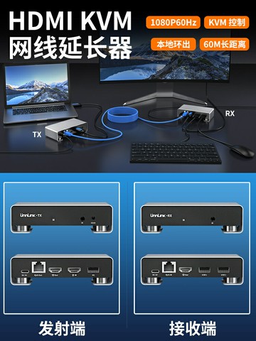 {新品上市}hdmi延長器1080P高清轉網線RJ45網絡網口收發器KVM音視頻傳輸器USB鼠標鍵盤信號放大轉換器局域網一發轉接器