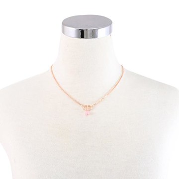 Christian Dior Petit CD Jolie 粉晶珠珠吊墜鎖骨項鍊.玫瑰金