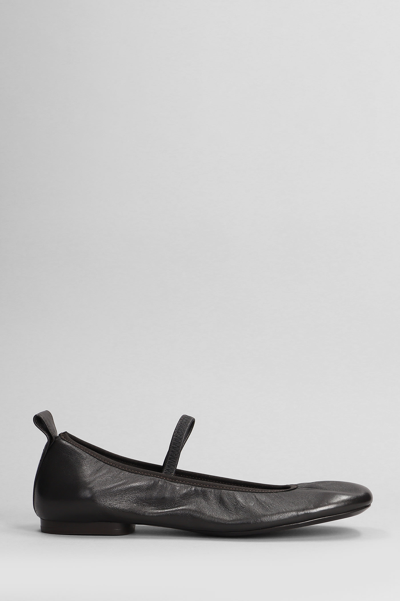 Lemaire Dark Brown Nappa Leather Square Ballerinas