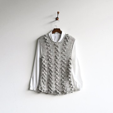 【蛋植物古著】洋貝鏤空針織古著背心