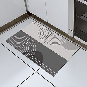 廚房專用珪藻土軟地墊 【同心圓紋45*70】 吸水快乾 方便收納 防滑底部 快速吸水 珪藻土地墊  廚房 地墊 軟地墊