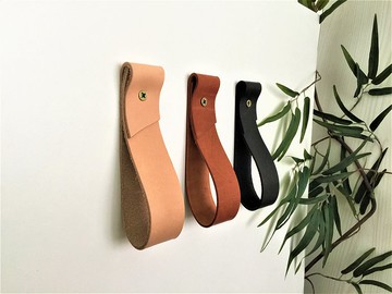 皮革浴室裝飾 // 簡約毛巾架 //壁掛式掛衣架 // 皮革壁鉤 //簡約