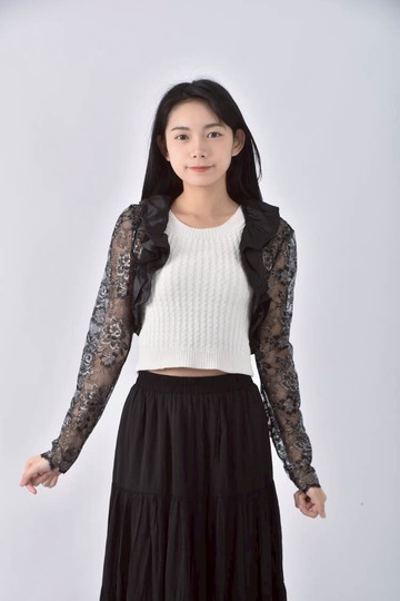 (S) envy tseng花卉黑色罩衫