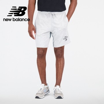 【New Balance】腰鬆緊抽繩短褲_男性_淺灰色_AMS31520AG